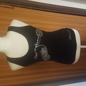 RHINESTONE MOTOR CYCLE BLACK TANK SIZE M